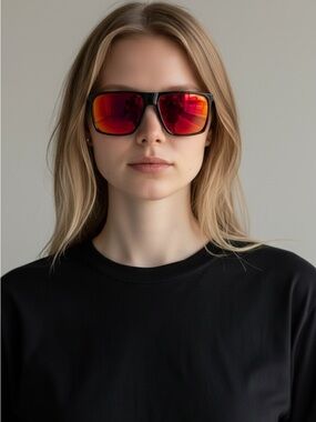 Carrera Black Frame Sunglasses with Red Gradient Lenses